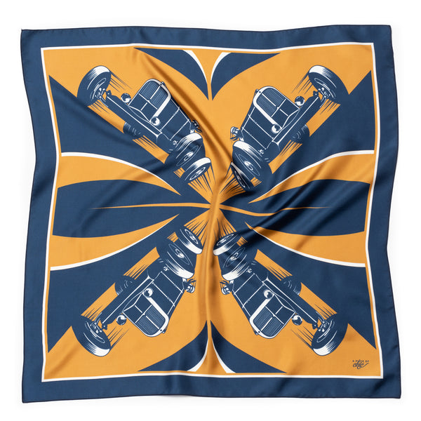 Carré de soie "VELOCITY" Bleu