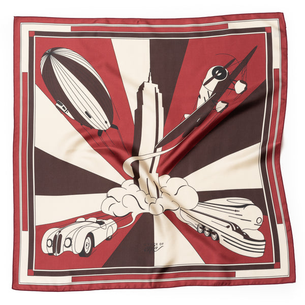 Carré de soie "STREAMLINE" burgundy