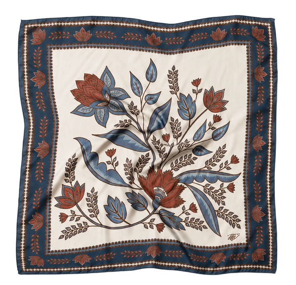 Carré de soie "PROVENCAL" Bleu