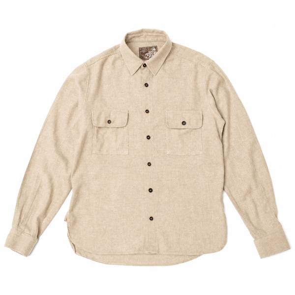 Chemise "Auvergnate" flanelle coton lin  beige
