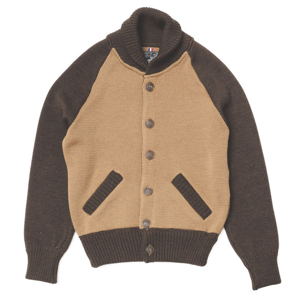 Cardigan laine "VARSITY" Marron