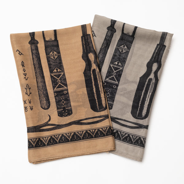 Grande étole laine et soie "Tools" gris