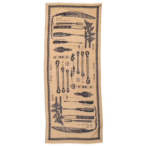 Grande étole laine et soie "Tools" beige