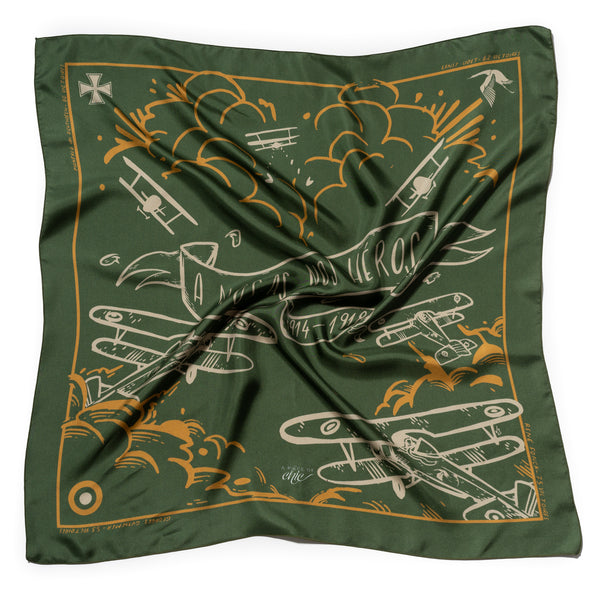 Carré de soie "A NOS AS"  Vert