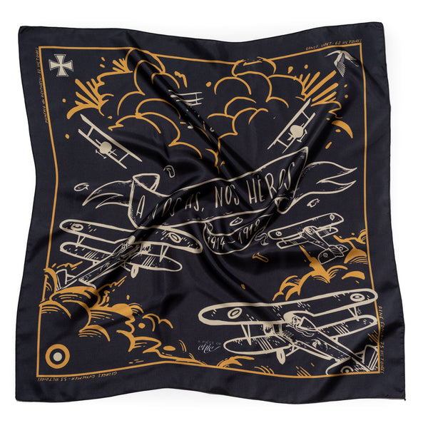 Carré de soie "A NOS AS" noir