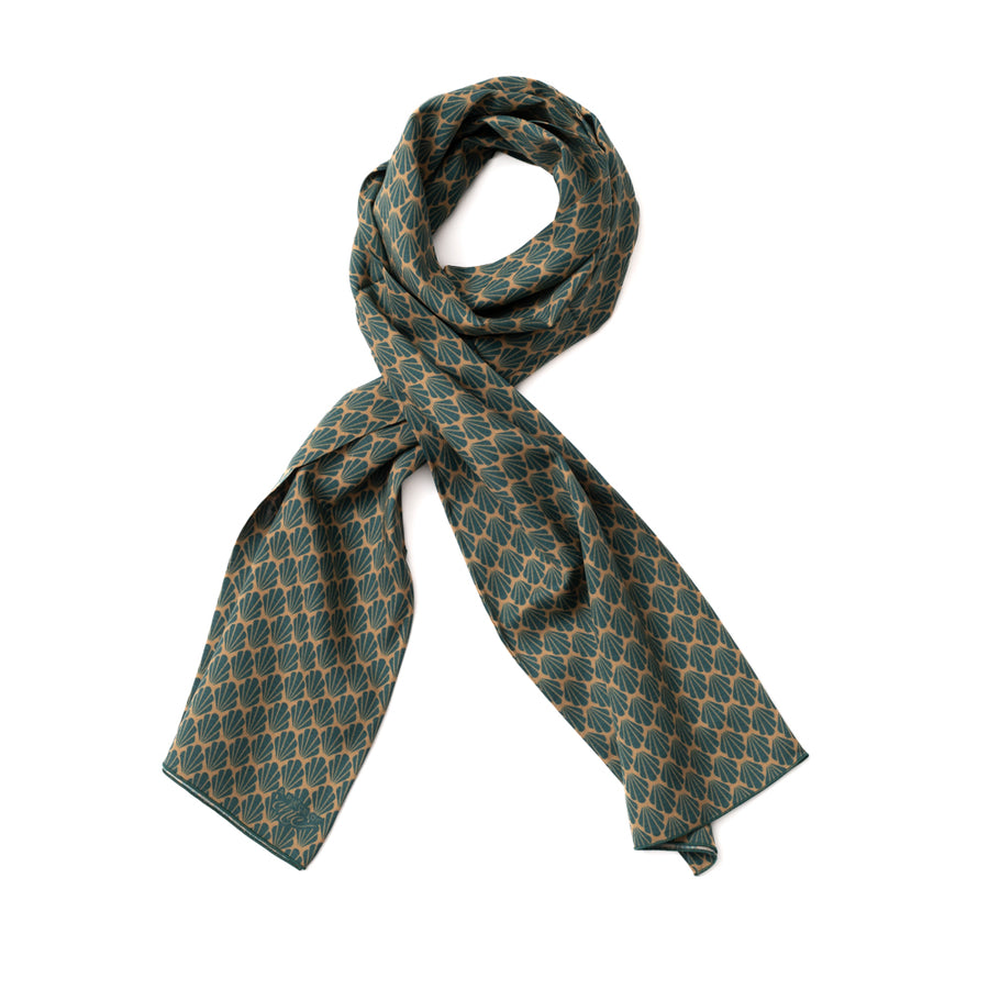 Echarpe soie "Shell" Vert Gold