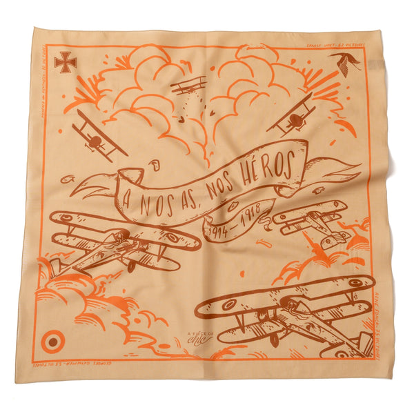 Foulard en coton "A NOS AS, NOS HEROS" Beige