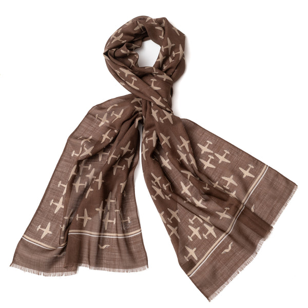 Echarpe Laine et soie "Etoffe des héros" marron