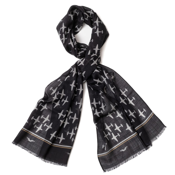 Echarpe laine et soie "ETOFFE DES HEROS" Noir