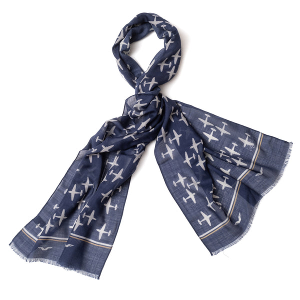 Echarpe laine et soie "ETOFFE DES HEROS" Marine