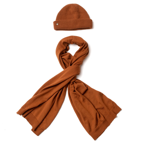 Pack Echarpe mérinos  & Bonnet mérinos cognac