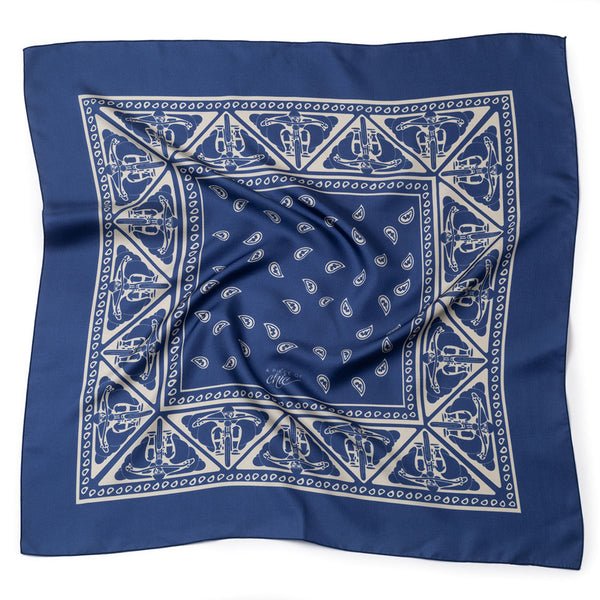 Carré de soie "MOT"ARTDECO" bleu