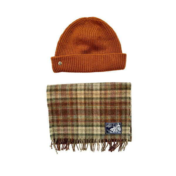 Pack Echarpe "Highlands" & Bonnet Cognac