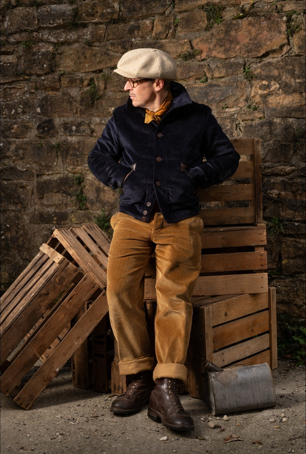 Blouson "Bootlegger" velours marine