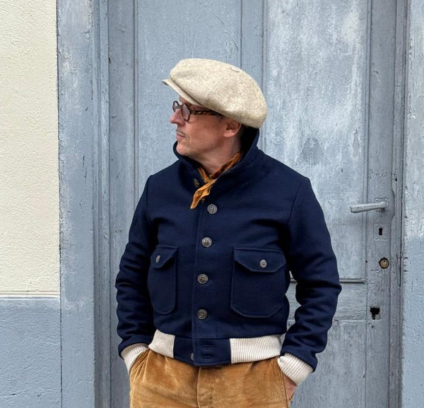 Blouson "Torpedo" laine burel  Marine