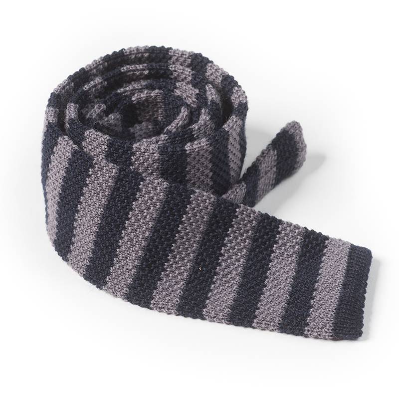 Cravate Tricot Laine "SWING" Marine Gris