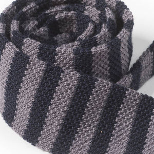 Cravate Tricot Laine "SWING" Marine Gris