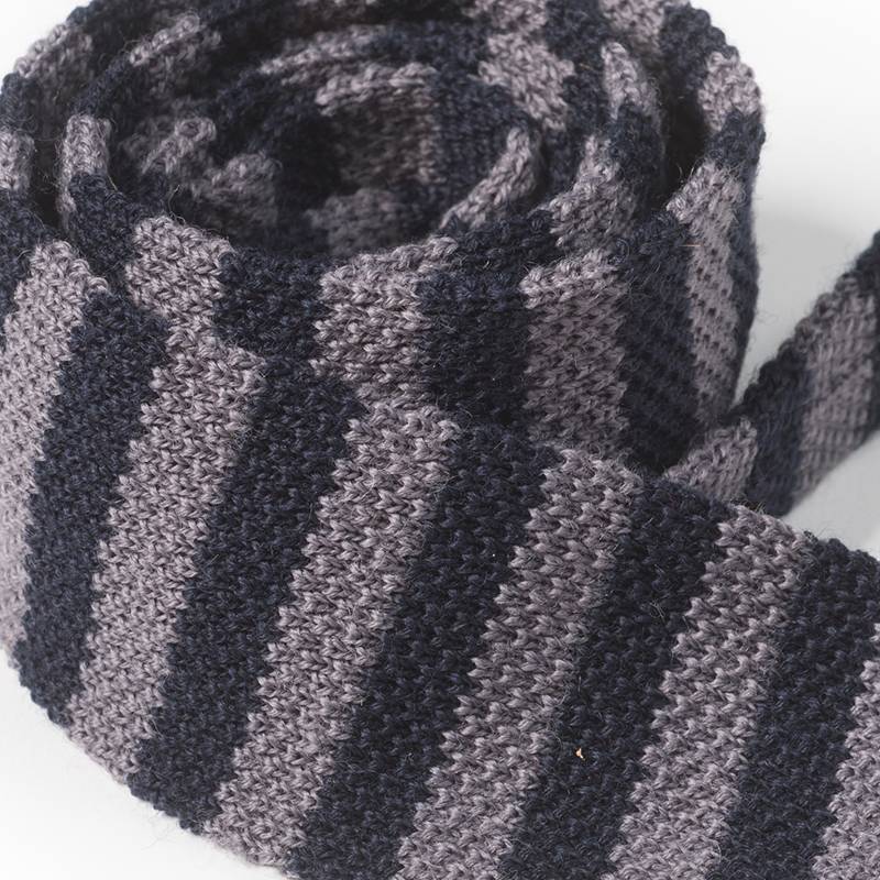 Cravate Tricot Laine "SWING" Marine Gris