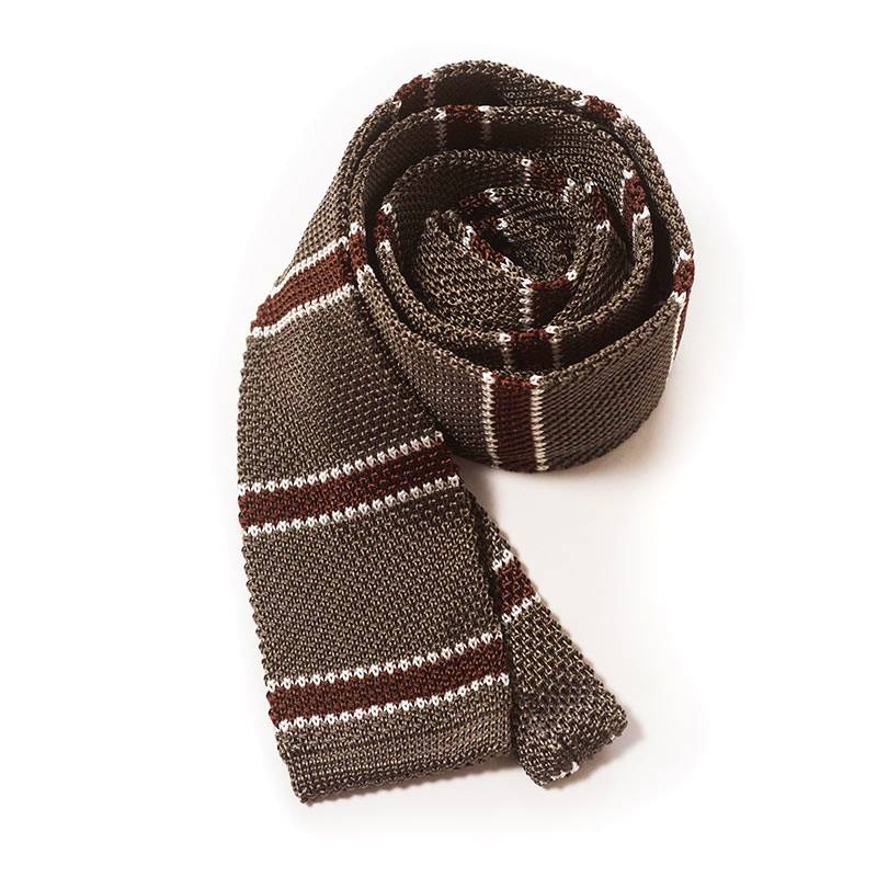Cravate Tricot Soie "LA FLOYD" Kaki