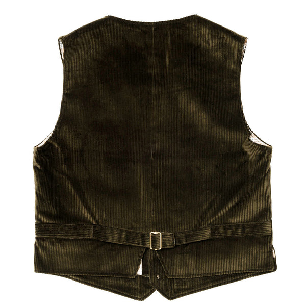 Gilet "ARTISAN" velours vert olive
