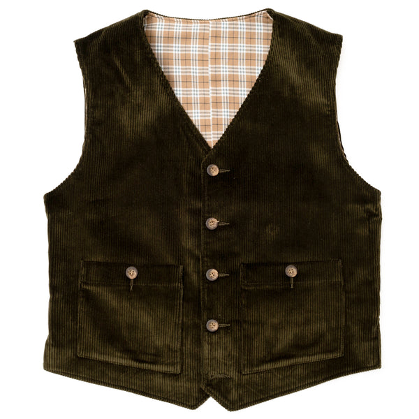 Gilet "ARTISAN" velours vert olive