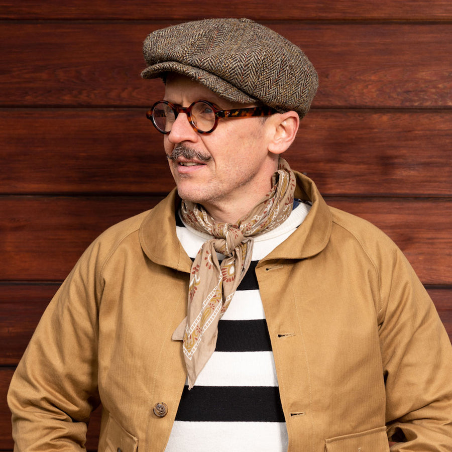 Casquette "PAPERBOY"   Harris Tweed chevron