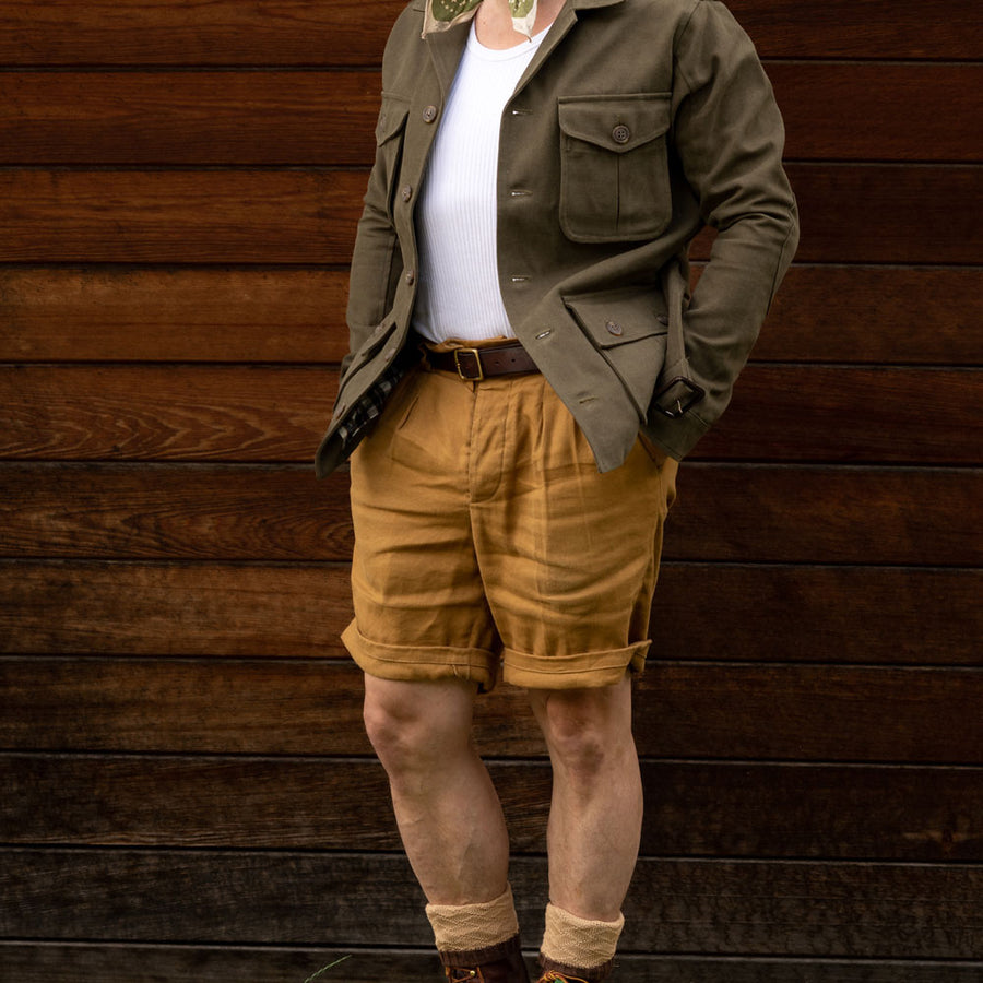 SHORT "SAVANNAH" LIN JAPONAIS OCRE
